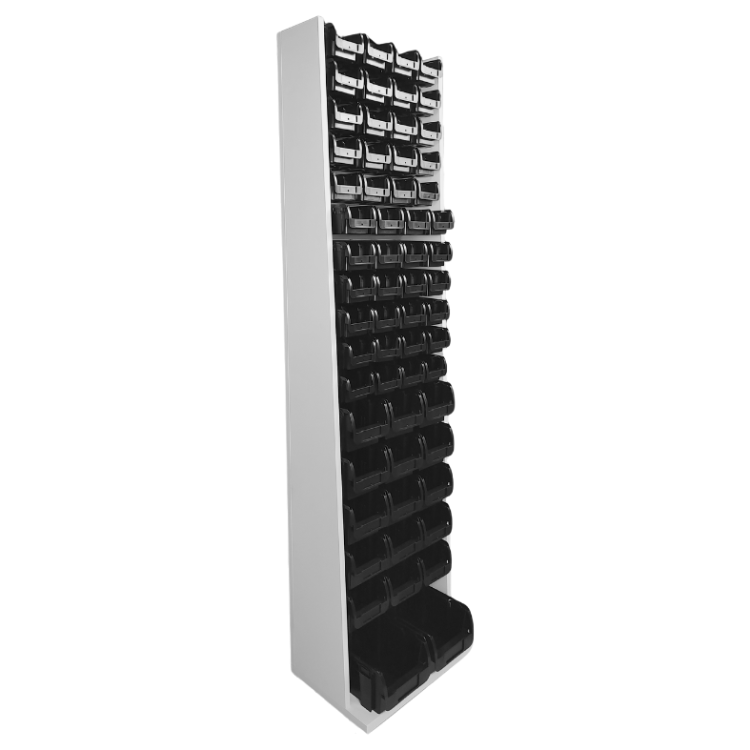 Regał magazynowy z czarnymi pojemnikami 1950x490x360 mm - 1