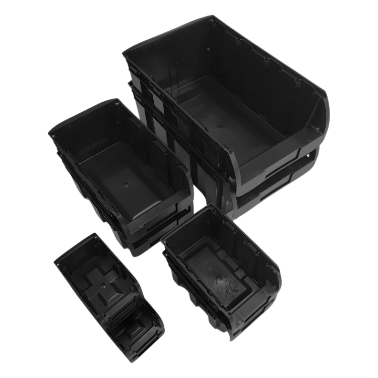 Pojemnik magazynowy warsztatowy czarny nr 5 - 500x310x200 mm - 10