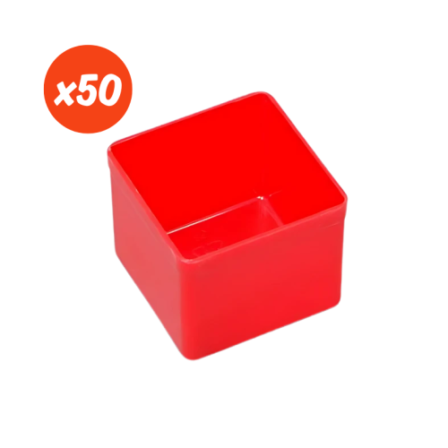 Zestaw czerwonych pojemników wewnętrznych 54x54x45 mm - 50 sztuk - 1