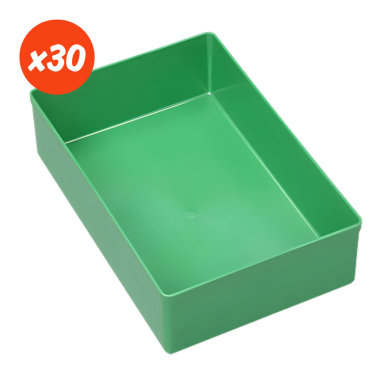 Zestaw zielonych pojemników wewnętrznych 162x108x45 mm - 30 sztuk - 1