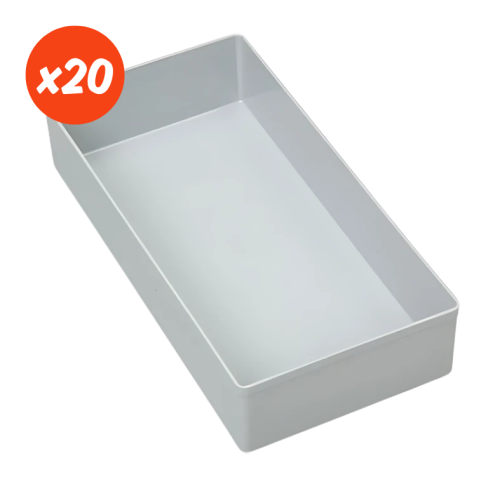 Zestaw szarych pojemników wewnętrznych 216x108x45 mm - 20 sztuk - 1
