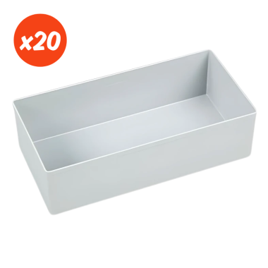 Zestaw szarych pojemników wewnętrznych 216x108x63 mm - 20 sztuk - 1