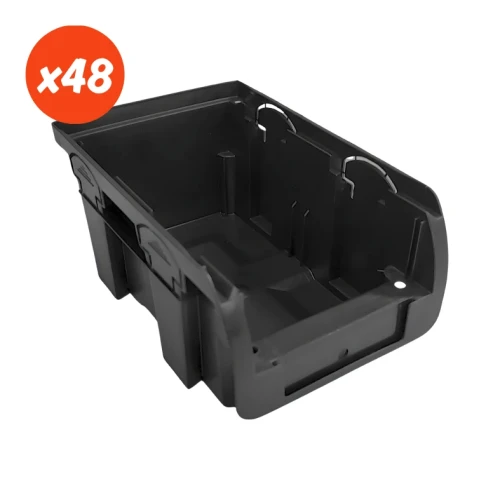 Zestaw pojemników magazynowych czarnych nr 2 - 48 sztuk - 1