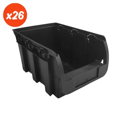 Zestaw pojemników magazynowych czarnych nr 3 - 26 sztuk - 1