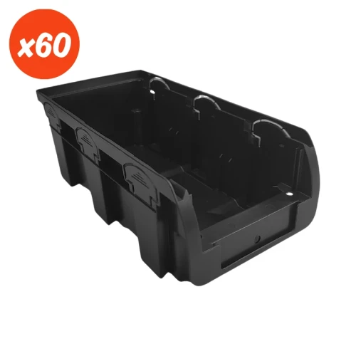 Zestaw pojemników magazynowych czarnych nr 2L - 60 sztuk - 1