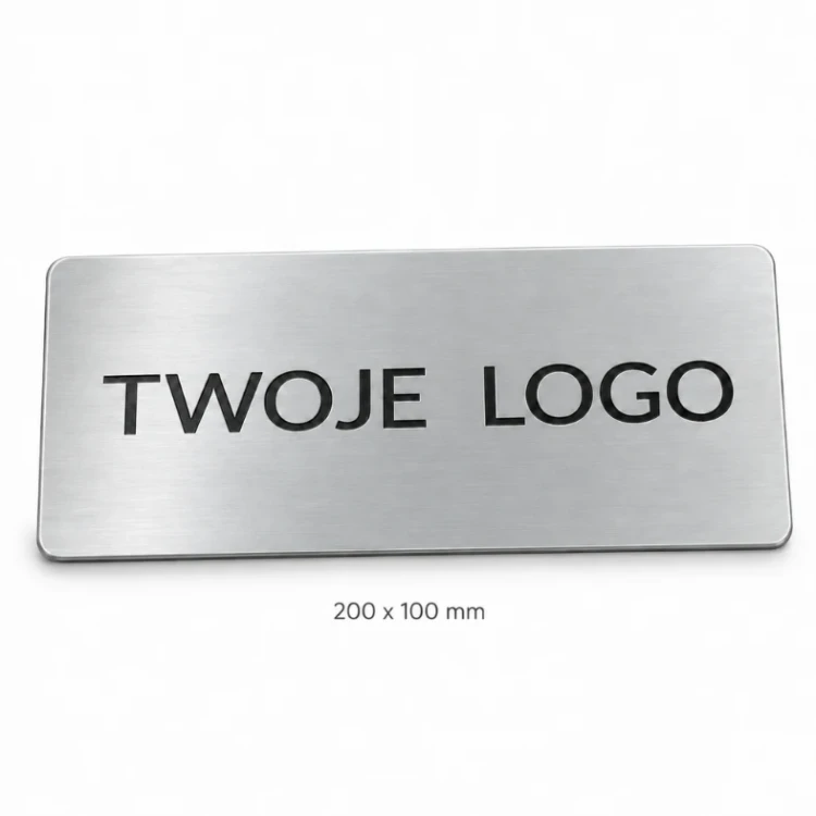 Duża plakietka z LOGO - 200x100 mm