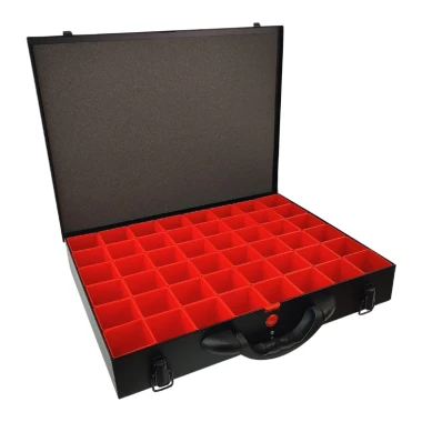 Walizka metalowa z 48 pojemnikami wewnętrznymi - 440x360x70 mm - 1