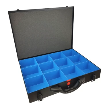 Walizka metalowa z 12 pojemnikami wewnętrznymi - 440x360x70 mm - 1