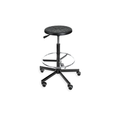 Taboret przemysłowy PurTab H+RING WH z kółkami podnóżkiem i pianką integralną - 1.webp