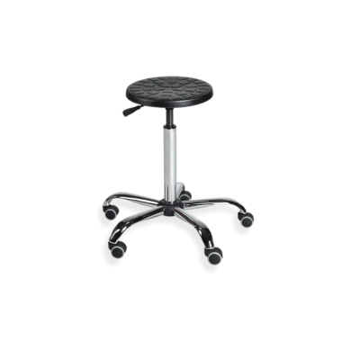Taboret przemysłowy PurTab chrome WH z kółkami i pianką integralną - 1.webp