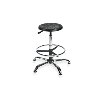 Taboret przemysłowy PurTab chrome H+RING ze stopkami podnóżkiem i pianką integralną - 1.webp