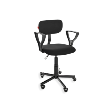 Obrotowe krzesło przemysłowe Black 01 PD WH z kółkami i podłokietnikami - 1.png