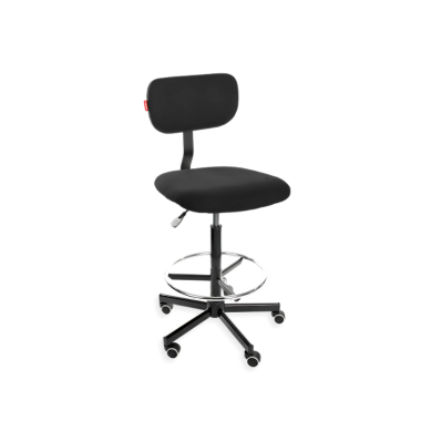 Obrotowe krzesło przemysłowe Black 01 H+RING WH z kółkami i podnóżkiem - 1.png