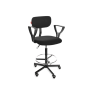 Obrotowe krzesło przemysłowe Black 01 H+RING PD WH z kółkami podnóżkiem i podłokietnikami - 1.png