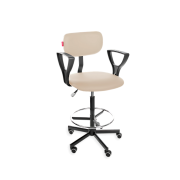 Obrotowe krzesło przemysłowe Black Eco H+RING PD WH z kółkami podnóżkiem i podłokietnikami - 1.png