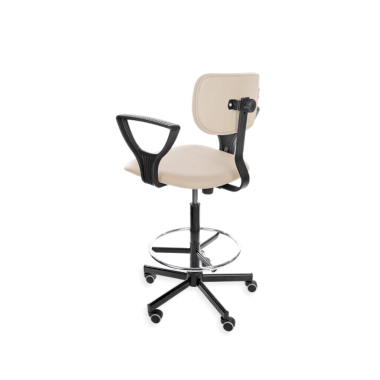 Obrotowe krzesło przemysłowe Black Eco H+RING PD WH z kółkami podnóżkiem i podłokietnikami - 2.png