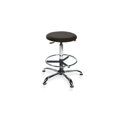 Obrotowy taboret przemysłowy BlackTab 01 chrome H+RING na stopkach z podnóżkiem - 1.png