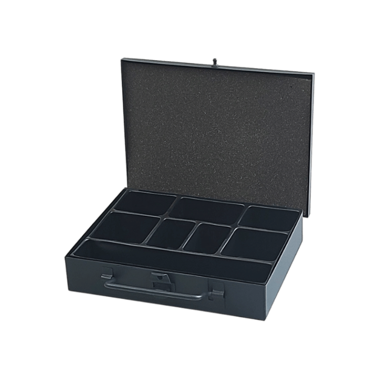 Kaseta metalowa mała z przegrodami 185x140x38 mm - 2