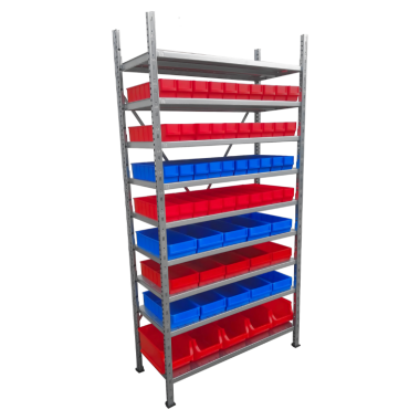 Regał 9 półek z 60 pojemnikami - 2000x1000x400 mm - 1
