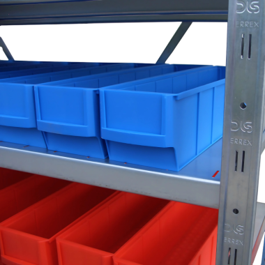 Regał 9 półek z 60 pojemnikami - 2000x1000x400 mm - 2
