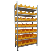 Regał 7 półek z 35 pojemnikami - 2000x1000x400 mm - 1