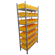 Regał 7 półek z 35 pojemnikami - 2000x1000x400 mm - 2